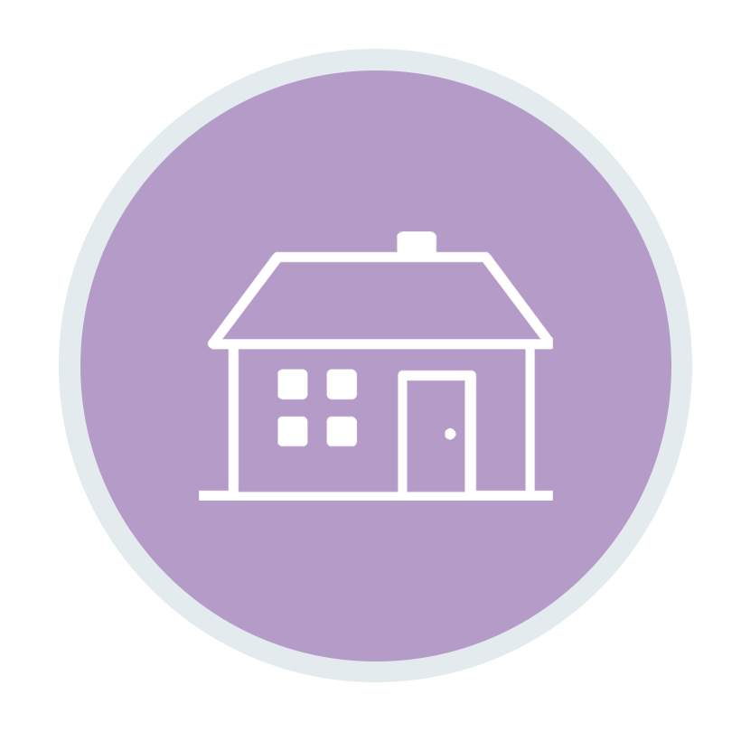 House icon inside violet colour circle