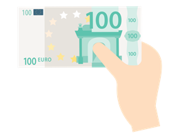 Hand holding 100 euro note