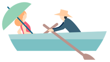 Vector image man rowing boat for woman
