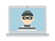 Laptop with robber on screen