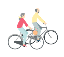 vector image of elderly couple on bicycles