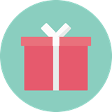boxed present with ribbon